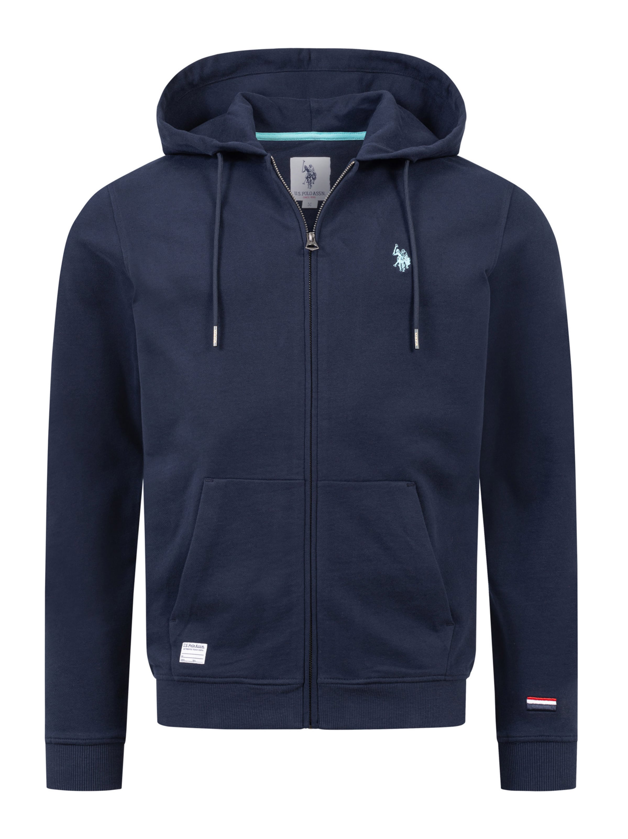 U.S. POLO ASSN. Sweatvest in L in de kleur Navy / Turquoise, Productweergave
