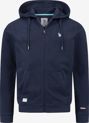U.S. POLO ASSN. Sweatvest in Blauw: voorkant