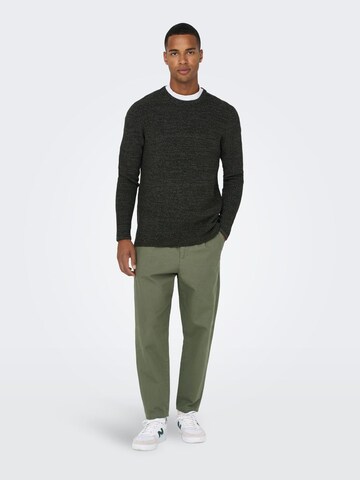 Only & Sons Regular Pleat-front trousers 'Dew' in Green