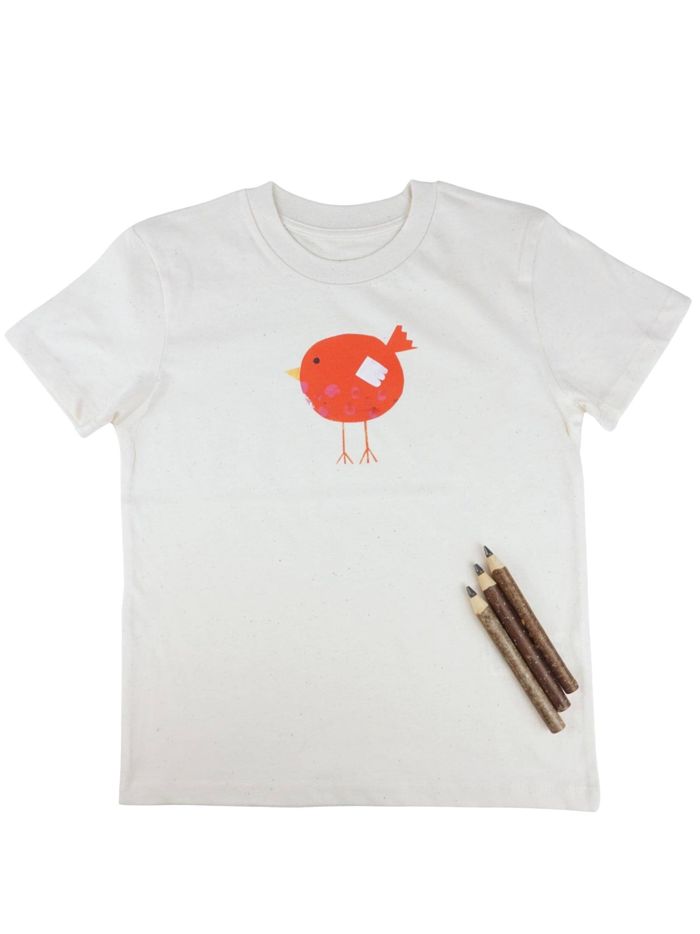 T-Shirt 'Roter Vogel' MelaDi en blanc