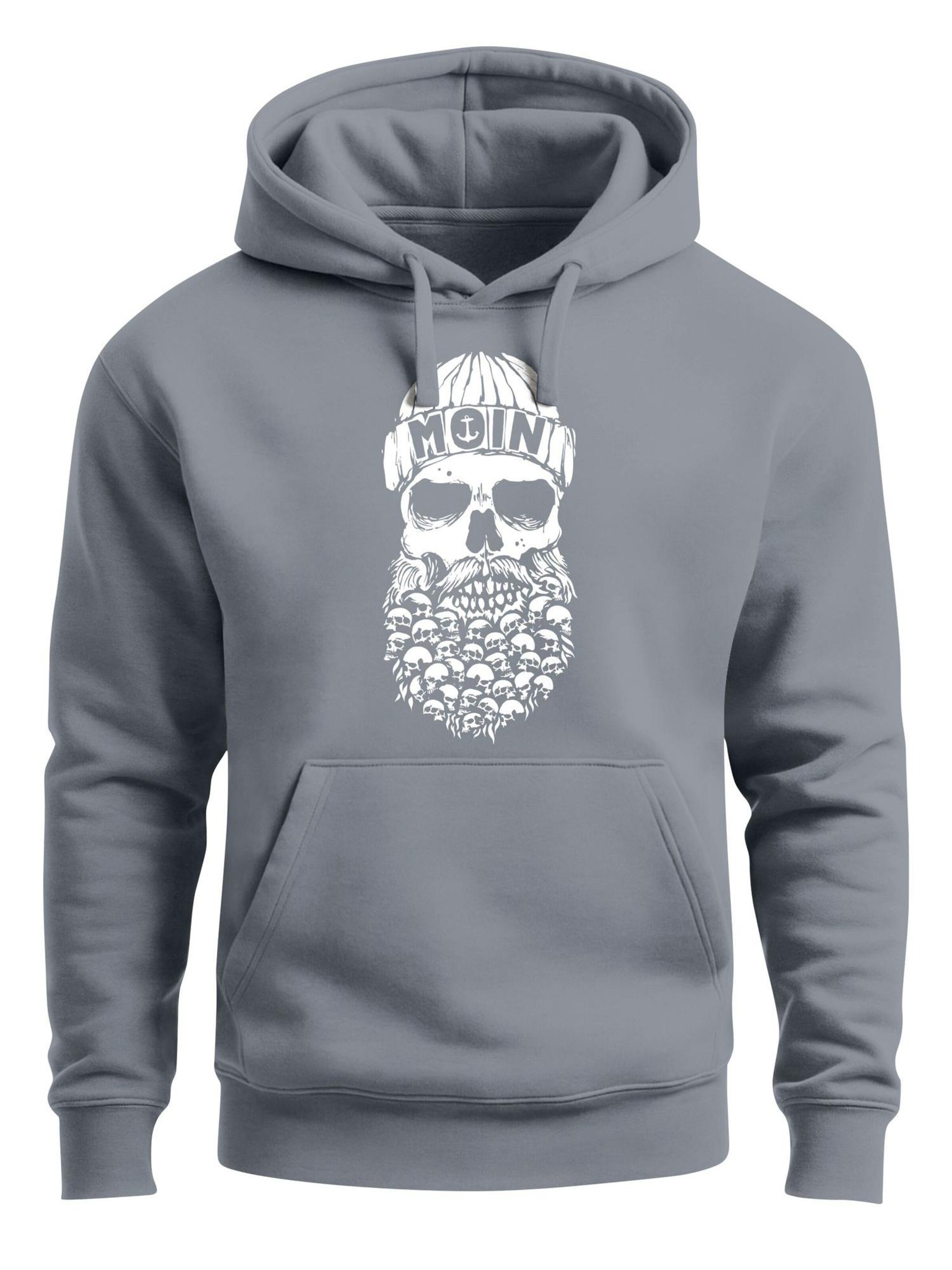 Neverless Sweatshirt 'Moin Skull' in Grey: front