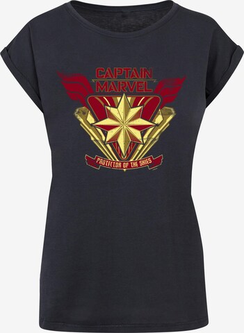 ABSOLUTE CULT Shirt ' Captain Marvel - Protector Of The Skies' in Blauw: voorkant