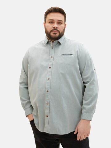 TOM TAILOR Men + Regular fit Button Up Shirt in Blue: front