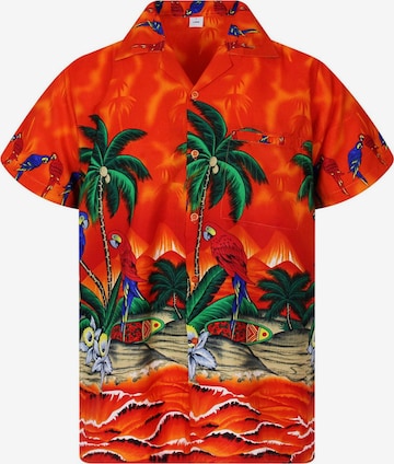 King Kameha Shirt 'Parrot' in Orange: Vorderseite