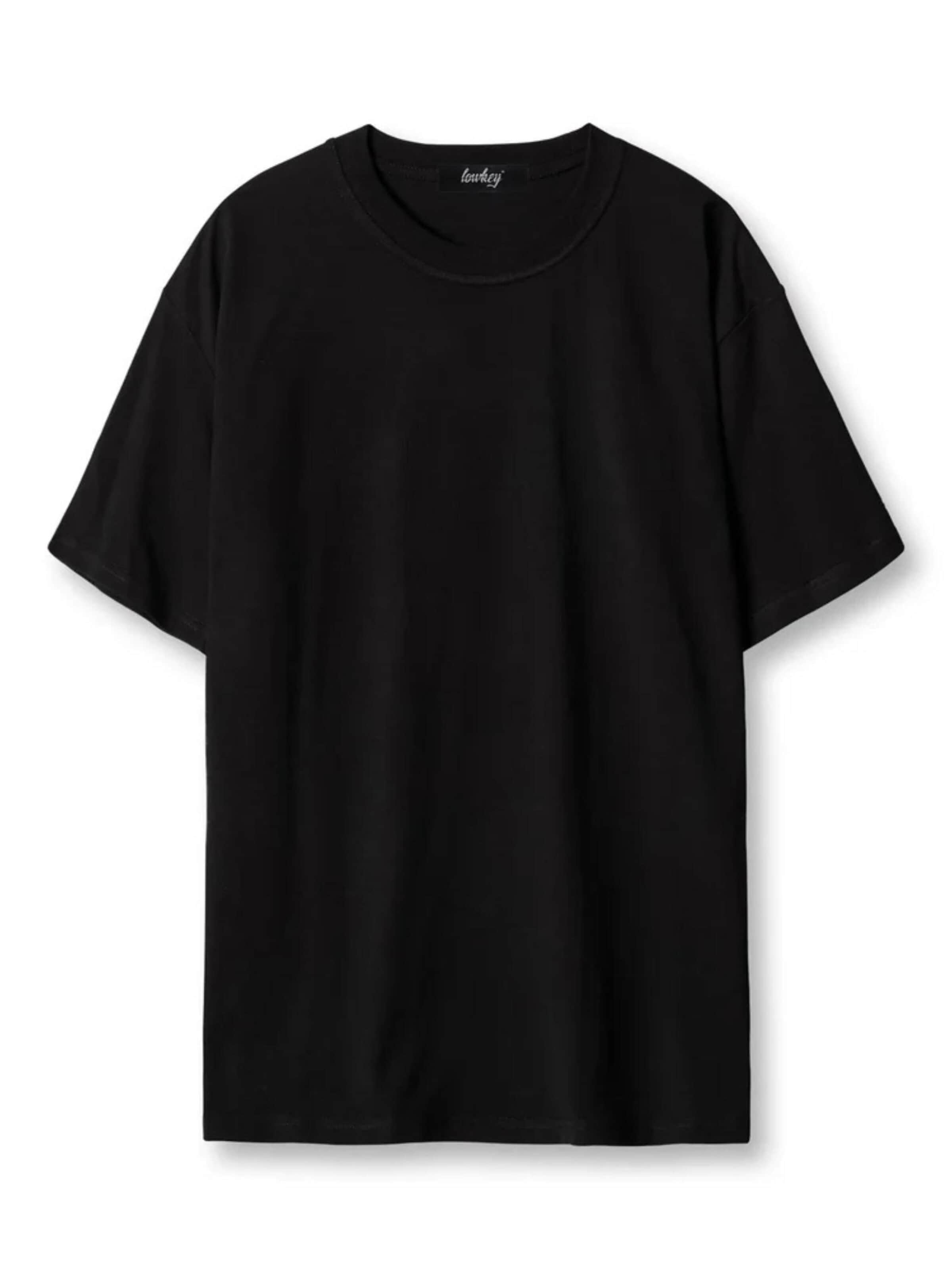 Lowkey Shirt 'T-Shirt Plain Tee Overzised Shirt' in Black: front