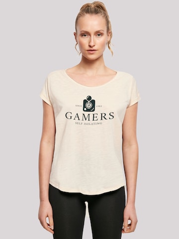 F4NT4STIC Shirt 'Retro Gaming Gamers Self Isolating' in Beige: voorkant