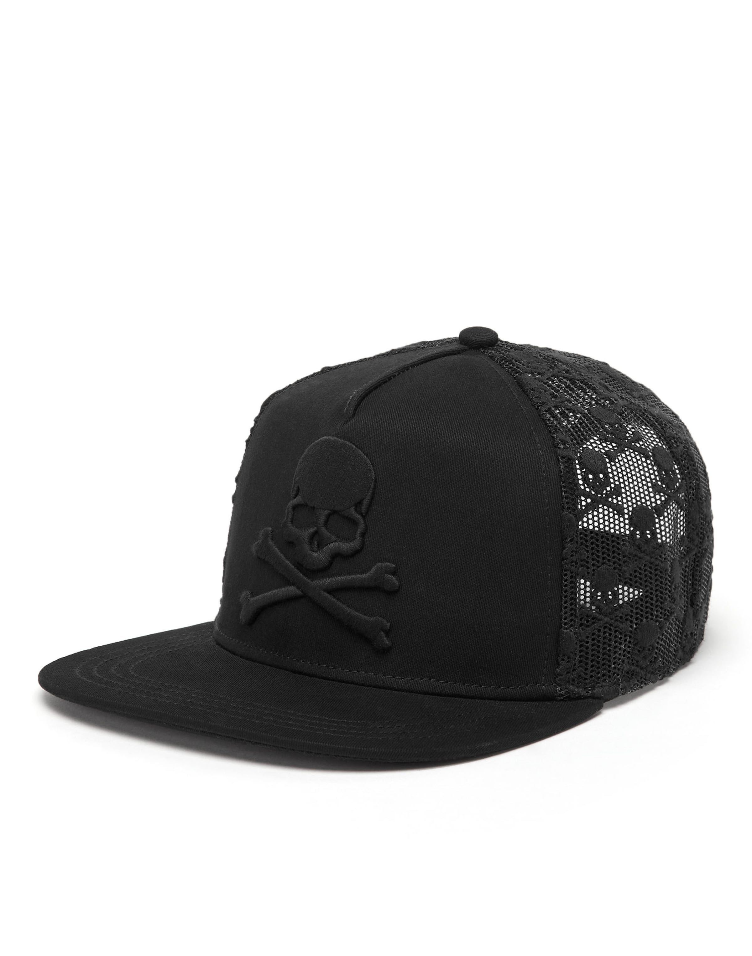 Philipp Plein Cap 'Skull&Bones' in Black: front
