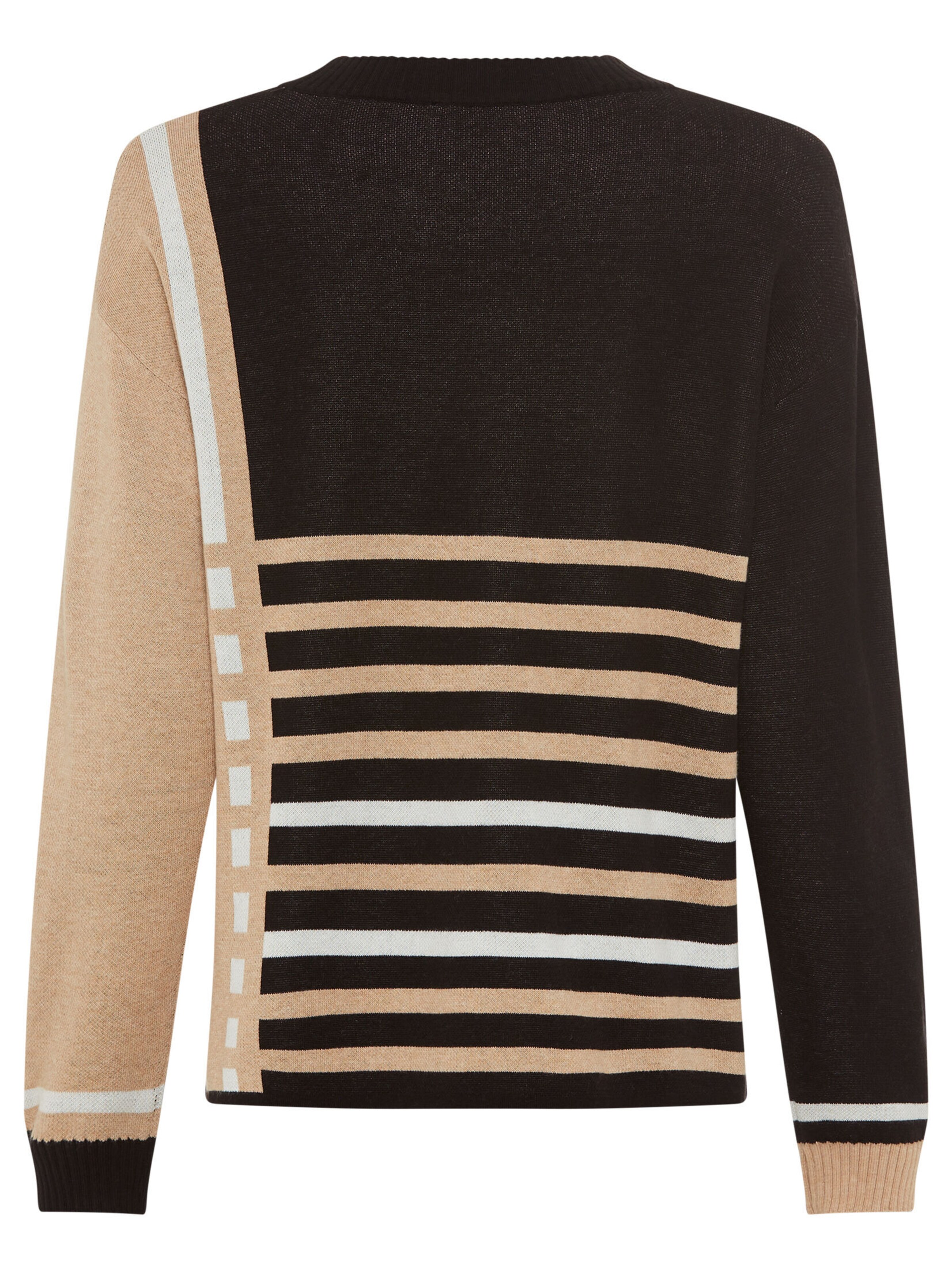 Olsen Feinstrickpullover, dekorativer Retro-Panneaux-Print als Eyecatcher, weich in Beige
