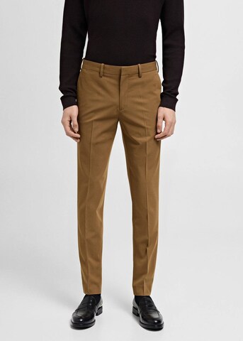 MANGO MAN Slim fit Pleated Pants 'Paris' in Yellow: front