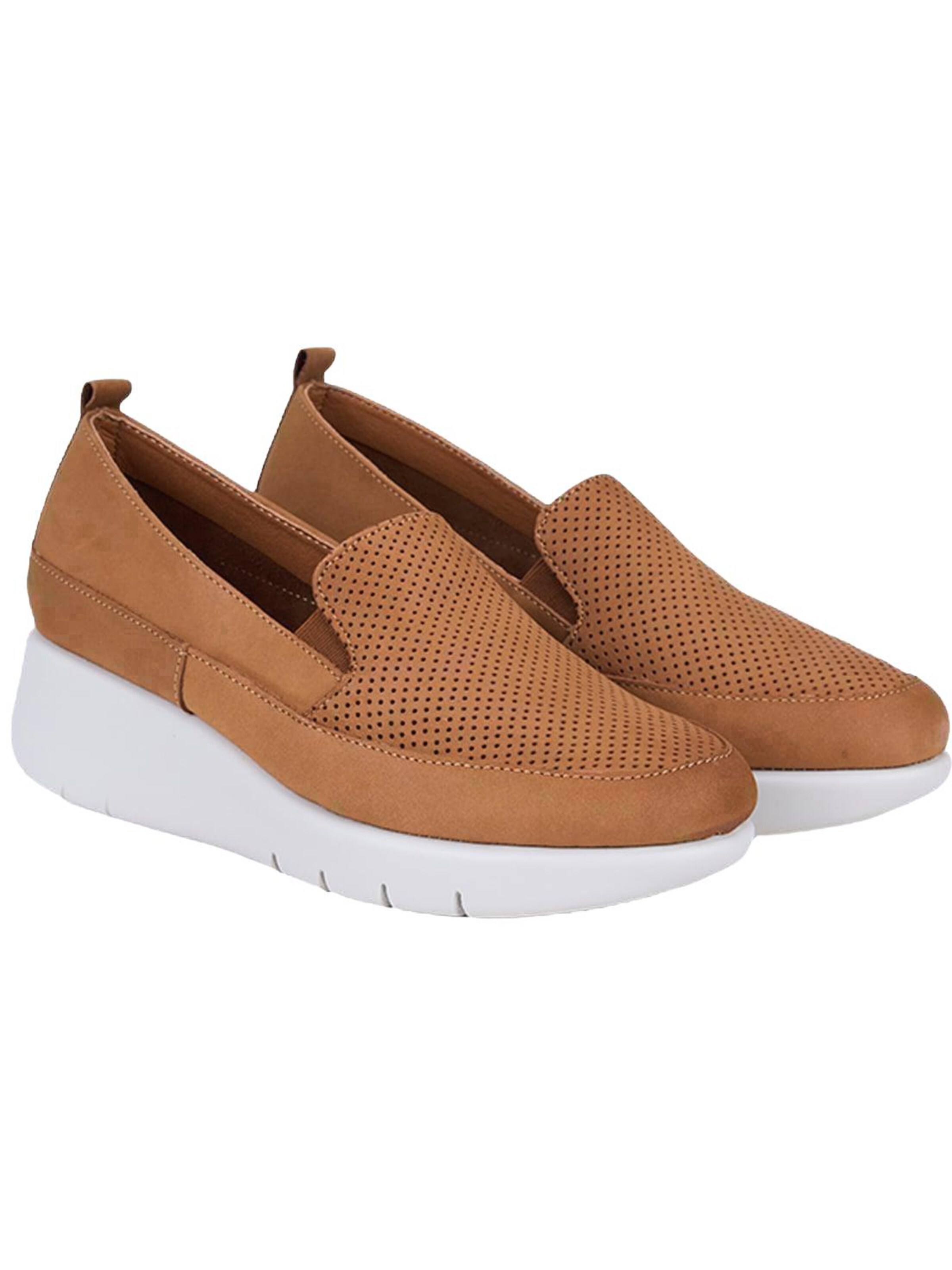 Desa Low shoe 'DESA Damen DesaComfort Perforierte Keilschuhe aus Leder' in Brown: front
