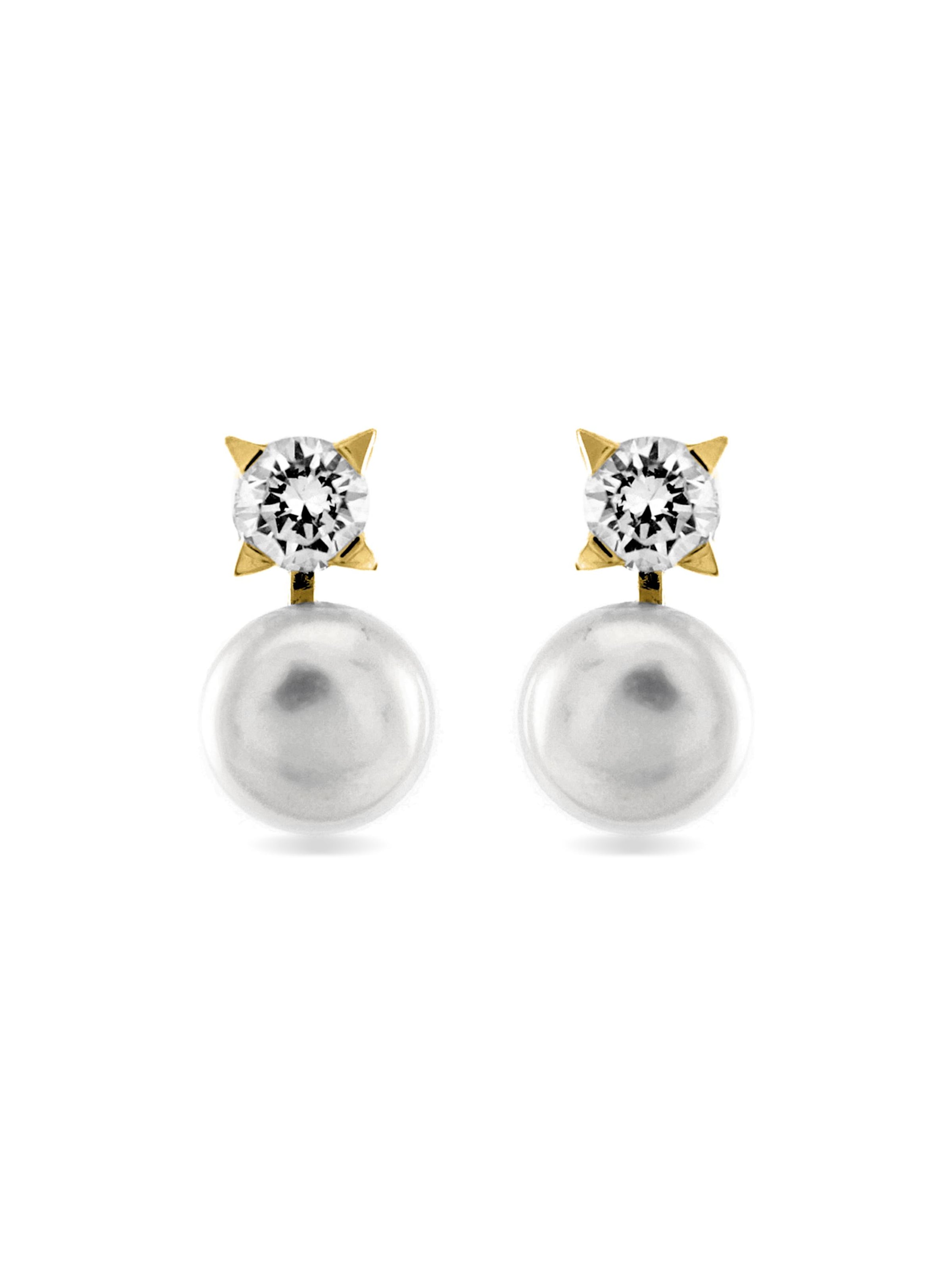 Luxenter Oorbellen 'Essential' in de kleur Goud / Transparant / Parelwit, Productweergave