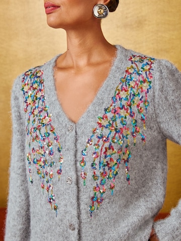 Cardigan love & roses en gris