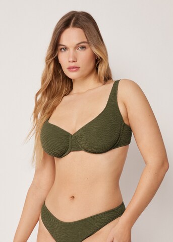 CALZEDONIA Balconette Bikinitop 'Crinkle Waves' in Grün