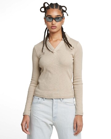 T-shirt 'Polo' G-STAR en beige : devant