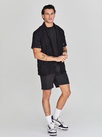 SikSilk Regular Fit Hemd in Schwarz