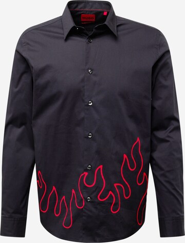 Slim fit Camicia 'Emero' di HUGO in nero: frontale