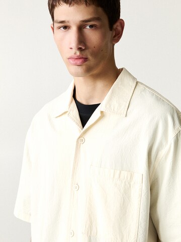 Pull&Bear Comfort fit Button Up Shirt in Beige