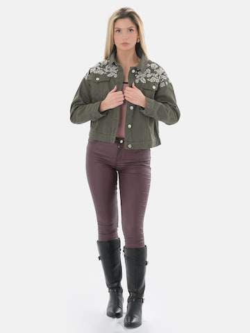 LEAFLETIC Winter Jacket 'Leafletic Women’s Denim Jacket' in Green