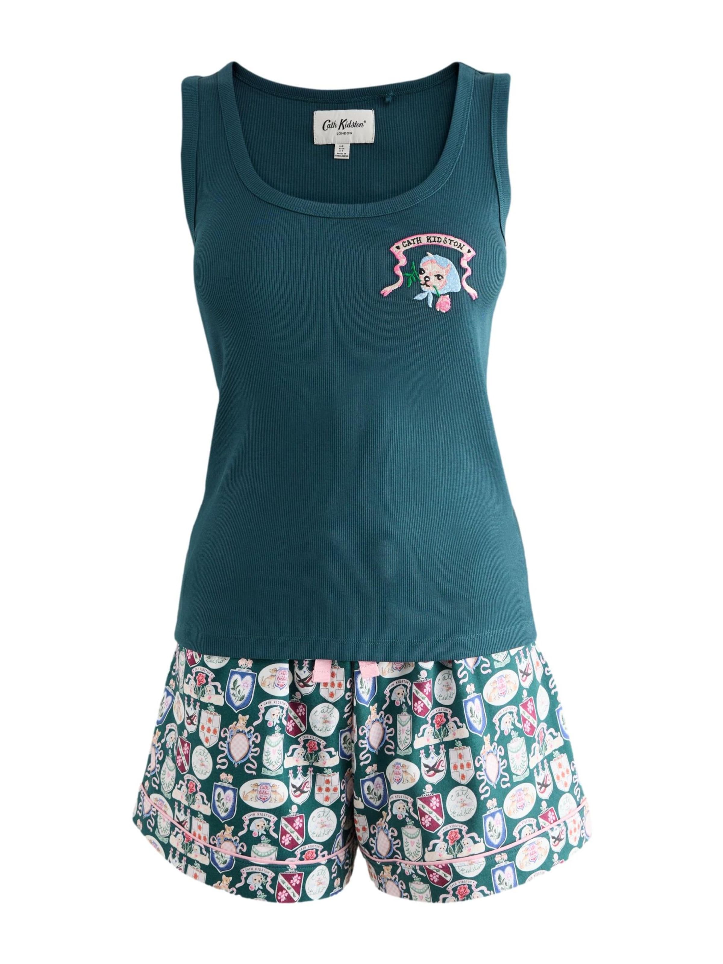 Cath Kidston - Pijama de pantalón corto en verde: frente