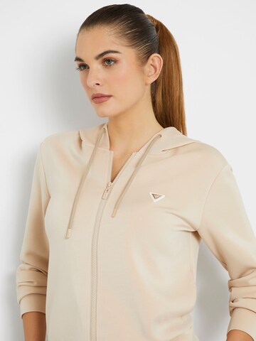 GUESS Sweatjacke in Beige