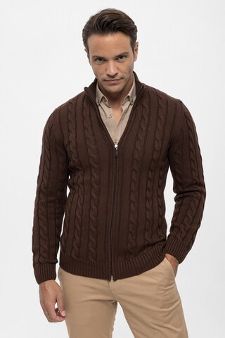 Felix Hardy Knit Cardigan in Brown: front