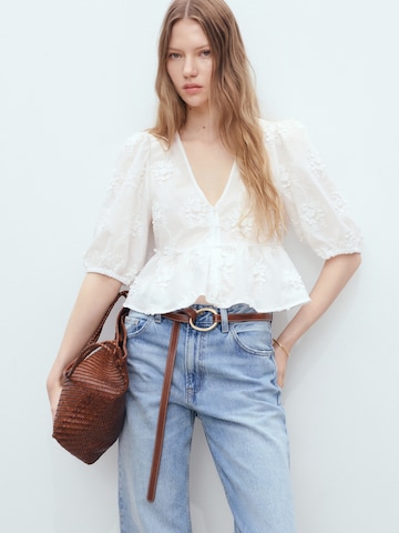 MANGO Blouse 'SWIRLY' in Wit: voorkant