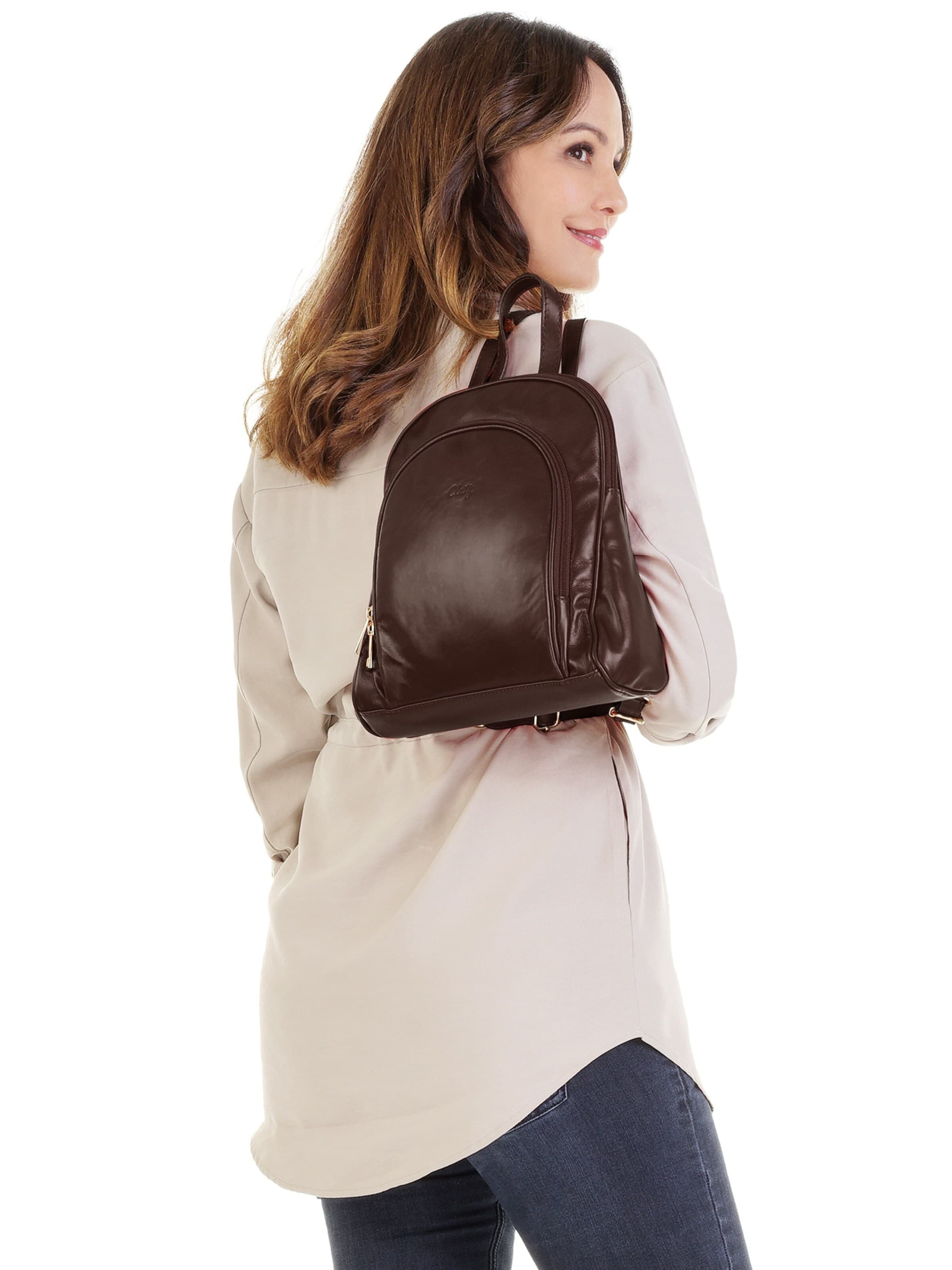 Sac à dos Cluty en marron : devant