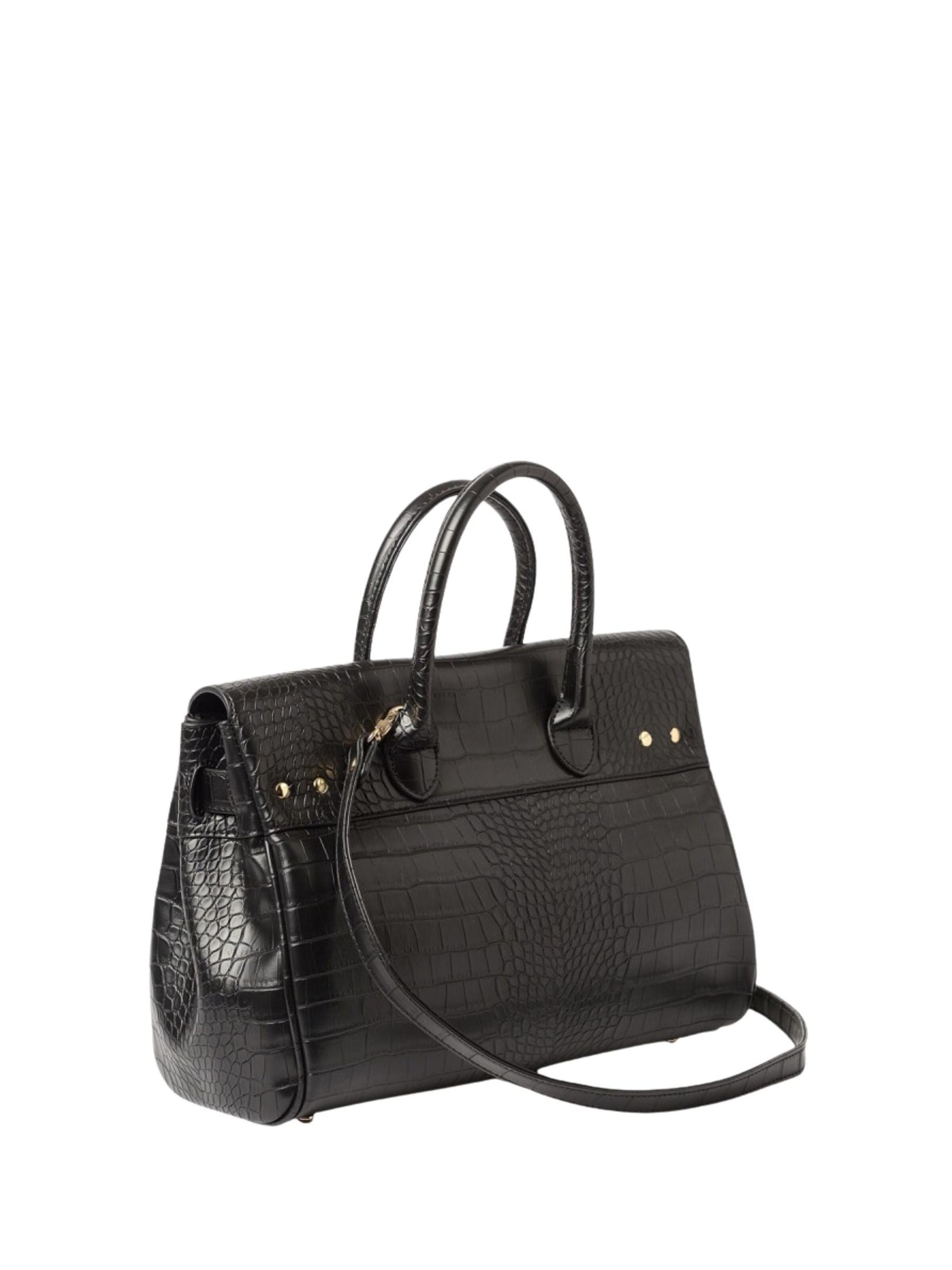 MAC DOUGLAS Handtas 'Mac Douglas Sacs À Main XS Pyla Mery Noir Croco' in Zwart