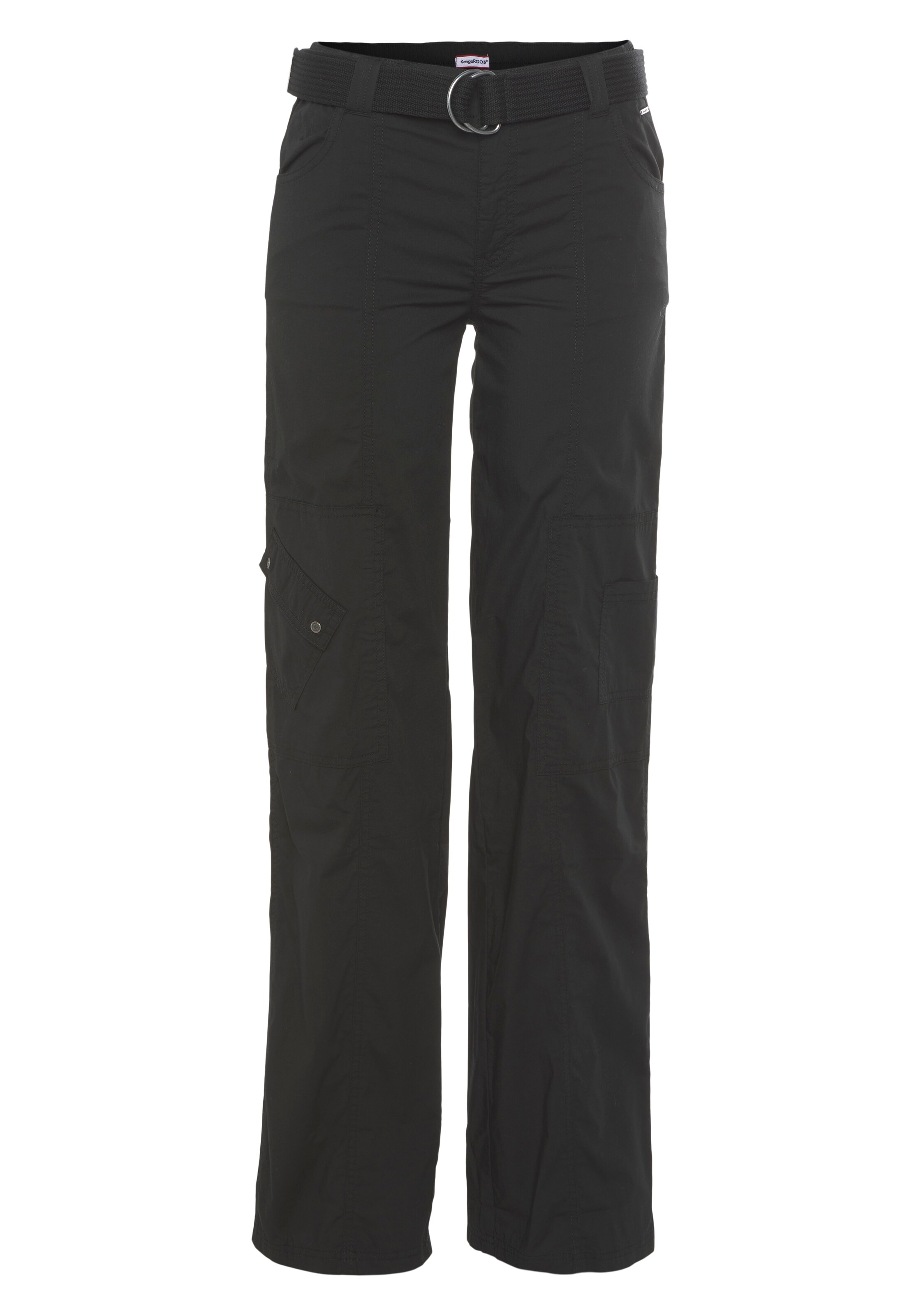 KangaROOS Regular Cargo Pants in Black: front