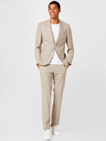 BOSS Black - Slimfit Traje 'Huge' en beige: frente