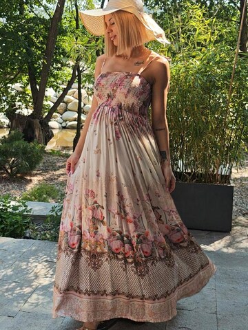 JIORO Zomerjurk 'BAROQUE FLOWERS' in Beige