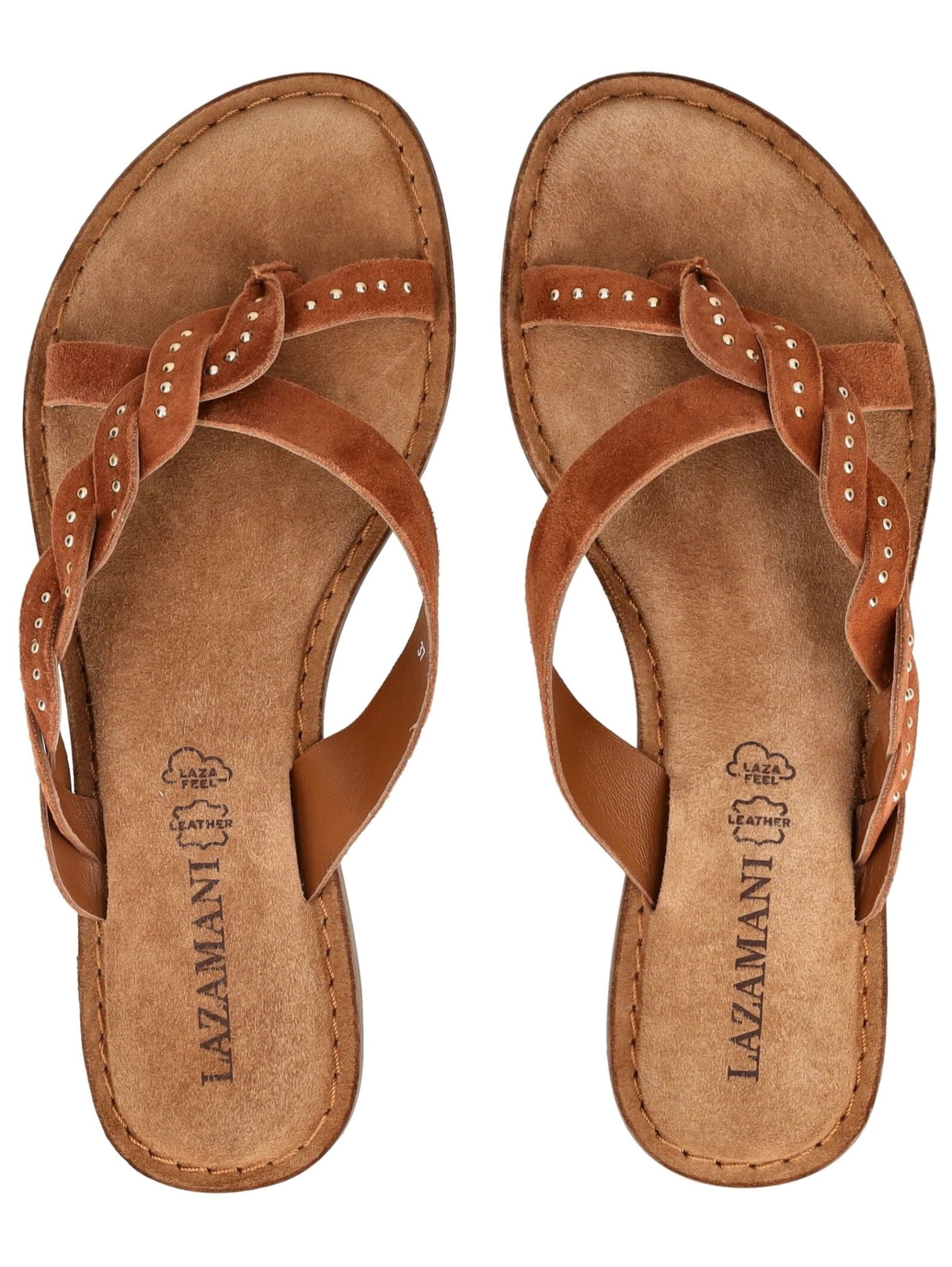 LAZAMANI T-Bar Sandals in Brown