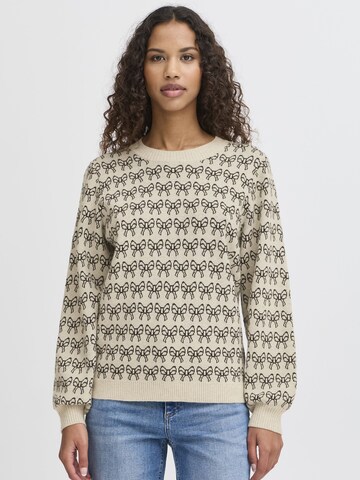 Pull-over 'Brielle' ICHI en beige : devant