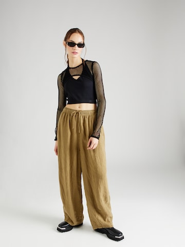 TOPSHOP Wide Leg Hose in Grün