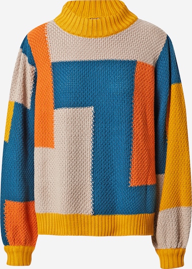 DEDICATED. Pullover 'Rutbo' in beige / gelb / petrol / orange, Produktansicht
