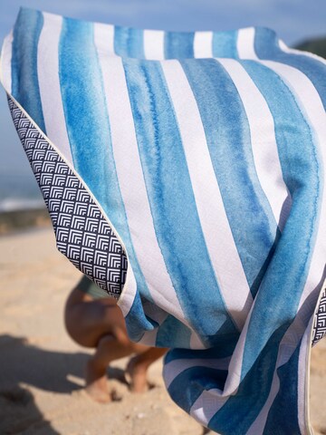 woodsandwaves Beach Towel 'Aqua Stripes' in Blue