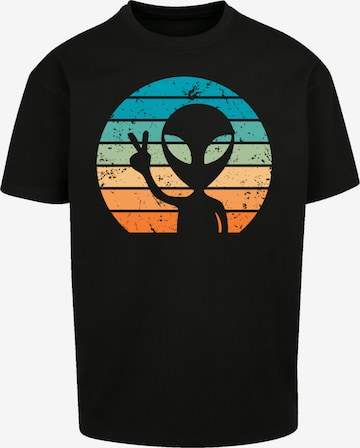 T-Shirt 'Alien Piece Sonnenuntergang' F4NT4STIC en noir : devant