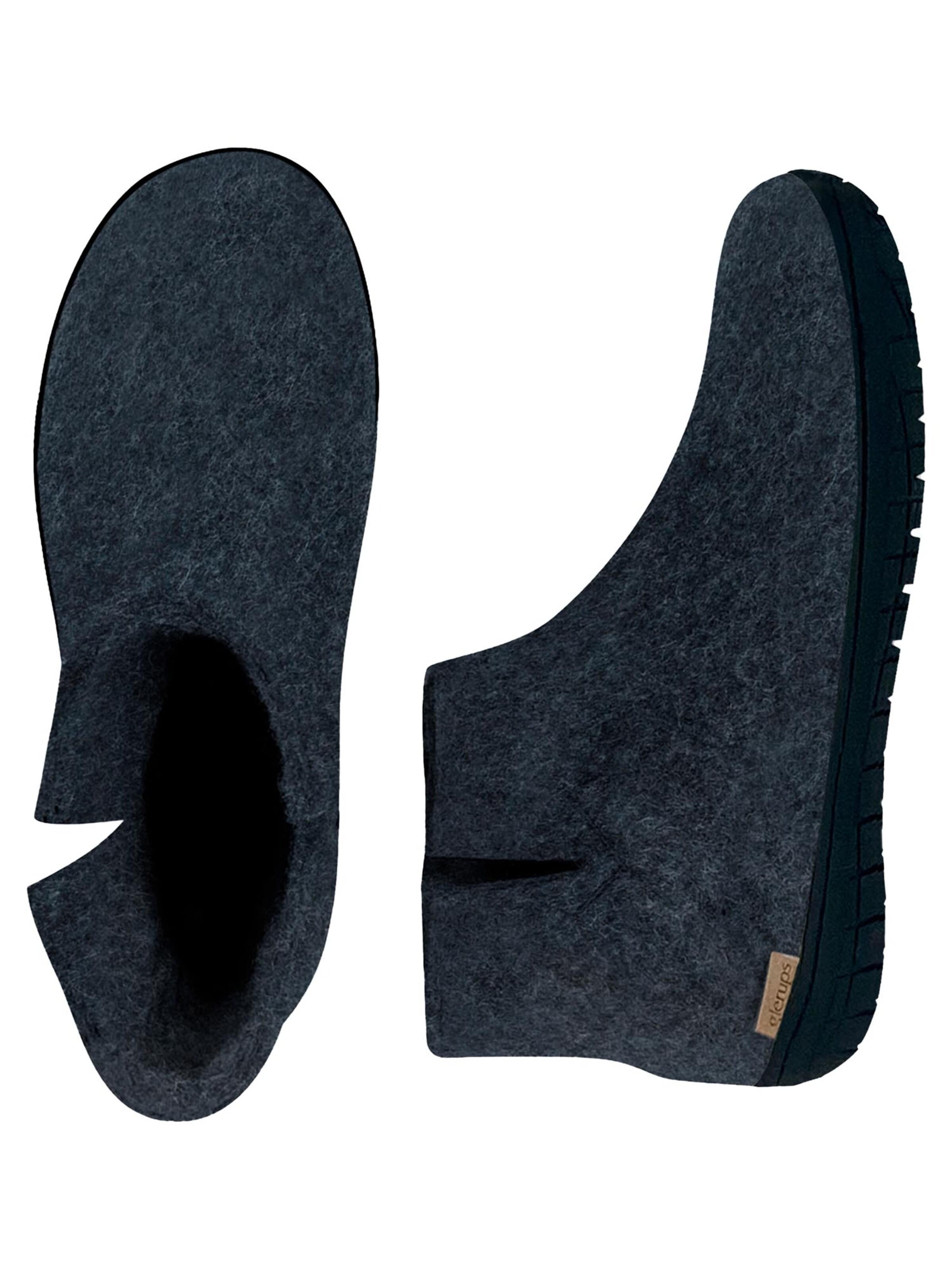Glerups Muiltjes 'Kautschuksohle Schwarz' in Blauw
