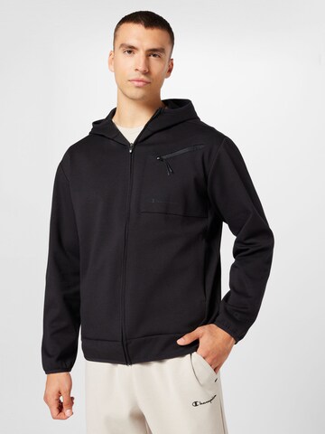 Champion Authentic Athletic Apparel Sweatjacke in Schwarz: predná strana