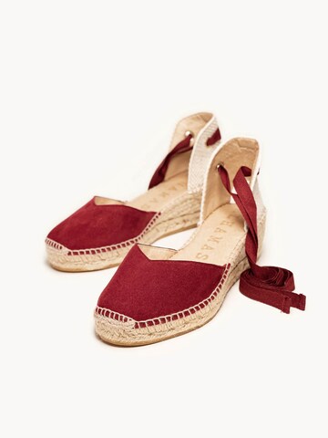 Sandalo 'Alpargata Cuña 5 cm' di Alhamas in rosso