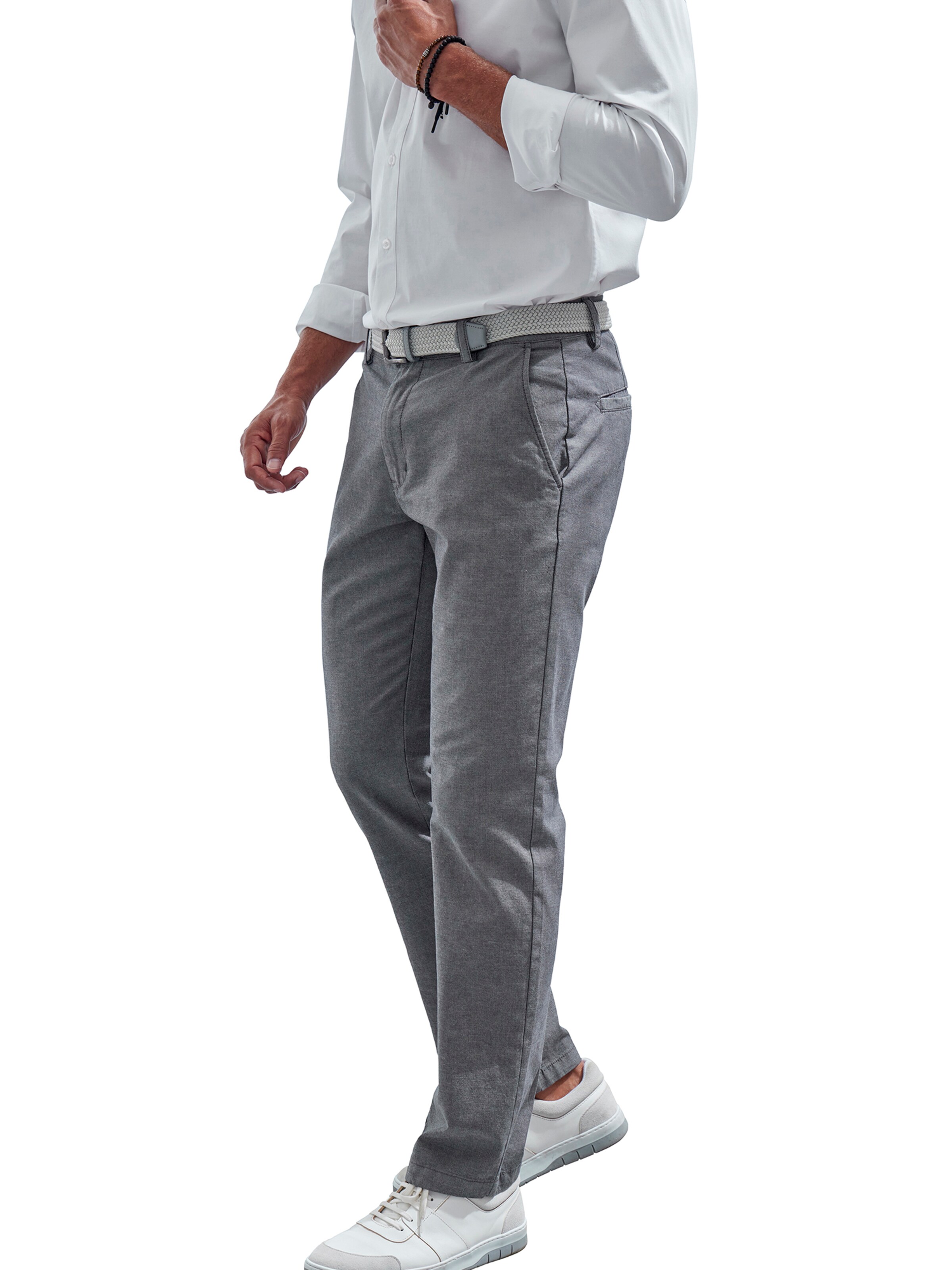JOHN DEVIN Regular Chino Pants 'Oxford' in Grey: front