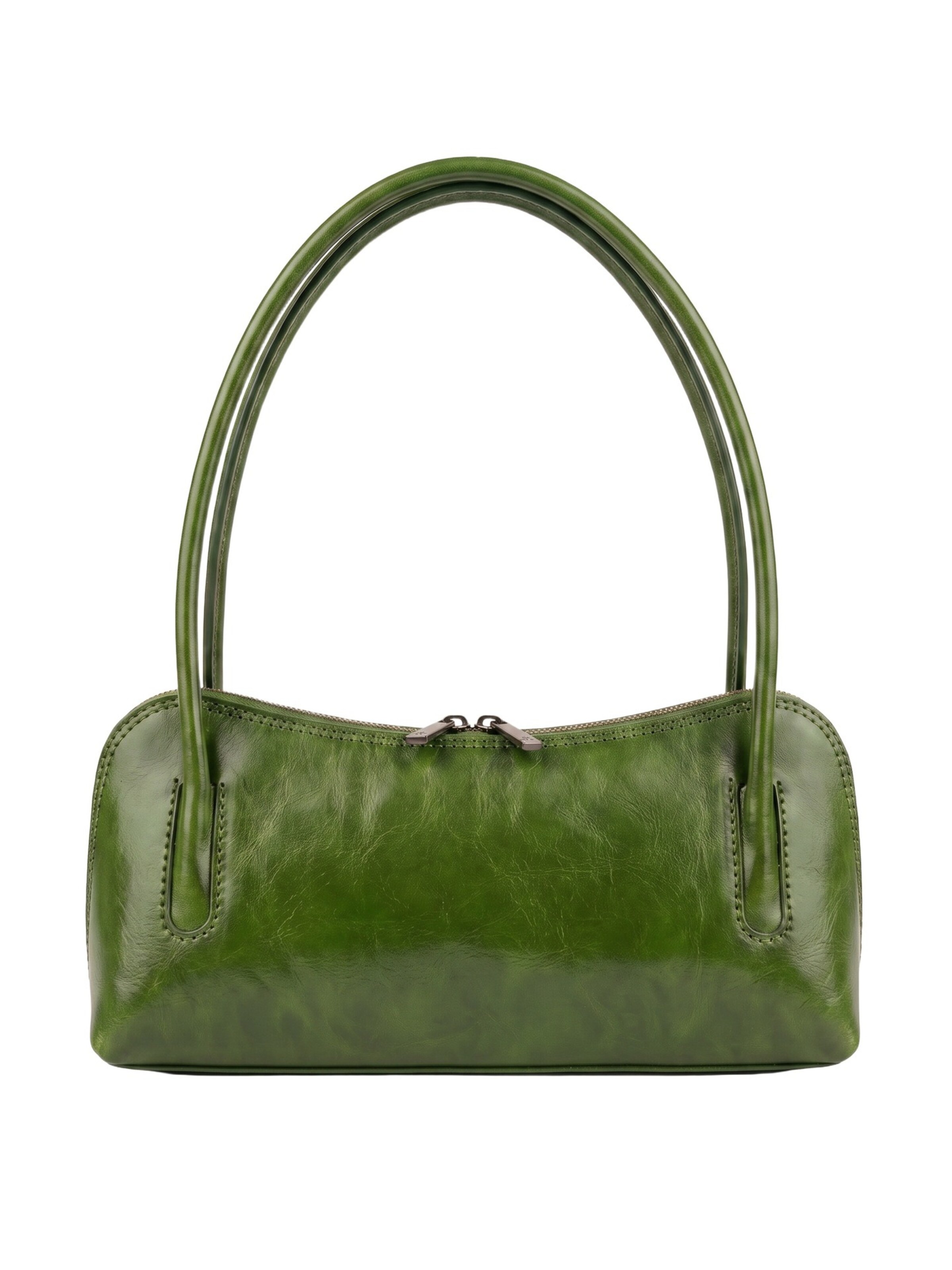 Borsa a spalla 'Borsa a Spalla Donna Pelle Vacchetta I Fratelli - Zip' di I Fratelli in verde: frontale
