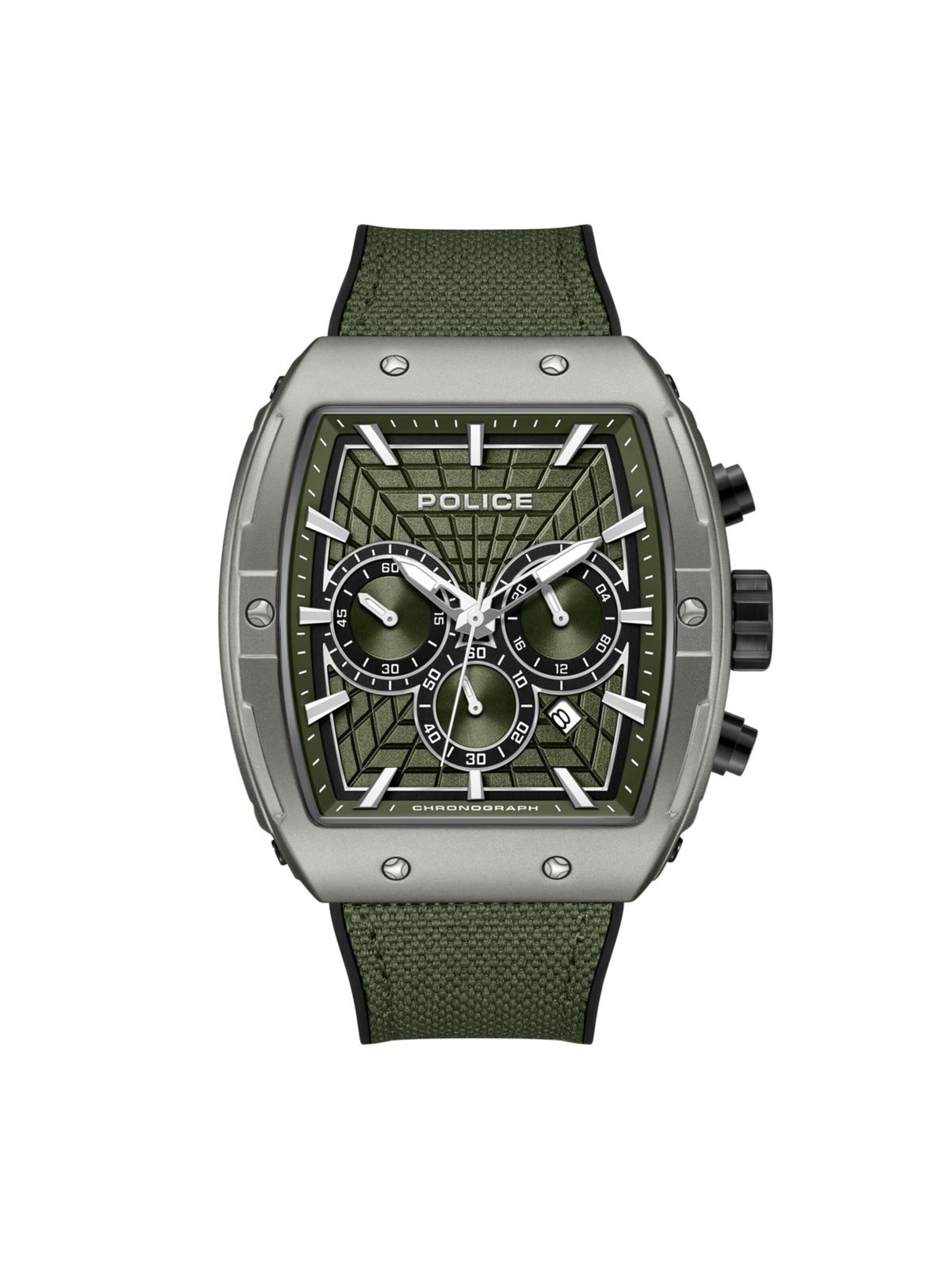 Montre à affichage analogique 'Chronograph Coswig - Quartz watch movement - Watch case width: 50 mm' POLICE en vert : devant