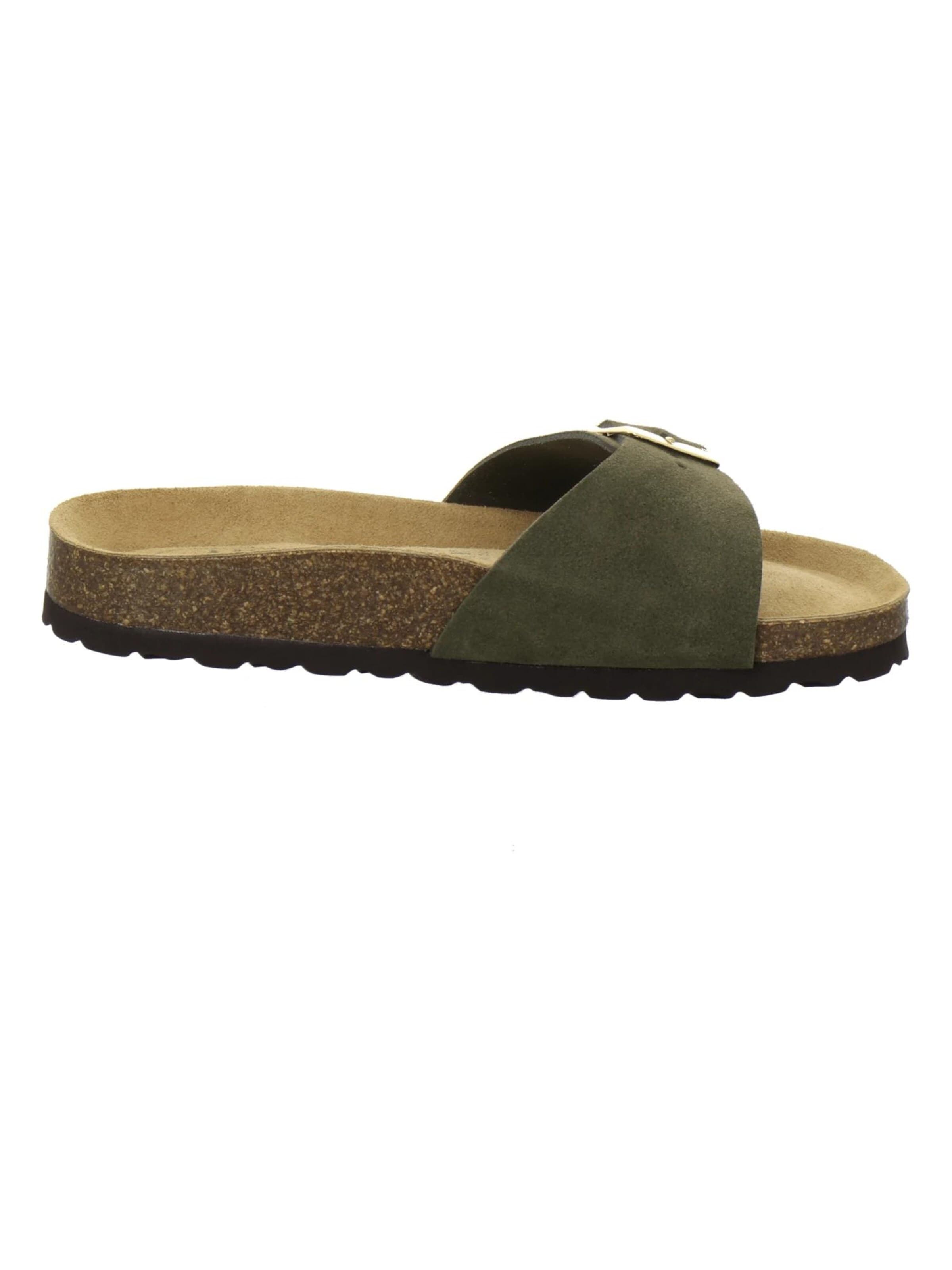 AFS-Schuhe - Zapatos abiertos 'Pantoletten Damen Einschnaller moos' en verde
