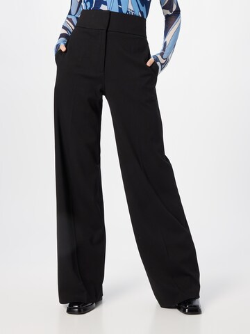 HUGO Red Wide leg Pleated Pants 'Himia' in Black: front