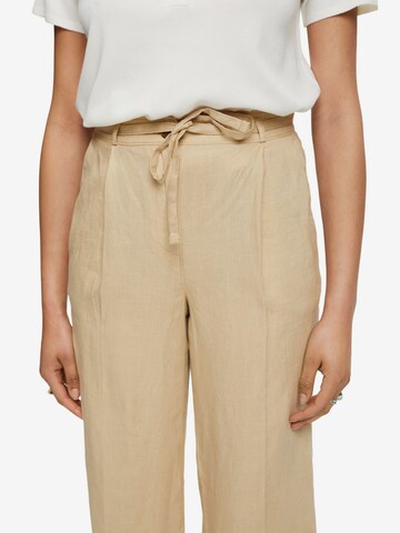 ESPRIT Wide leg Trousers with creases in Beige