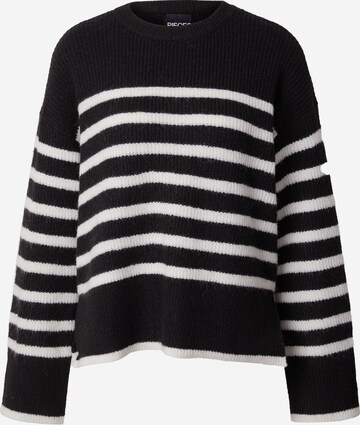 Pull-over 'LINE' PIECES en noir : devant