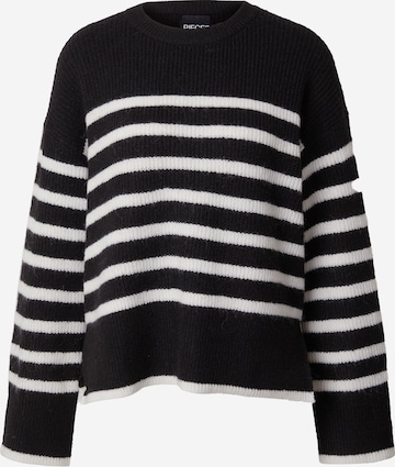 PIECES Sweater 'LINE' in Black: front