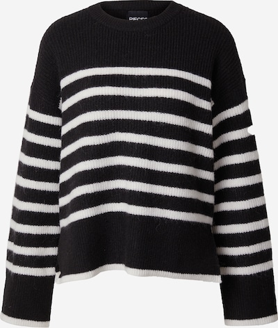 PIECES Pullover 'LINE' in schwarz / weiß, Produktansicht