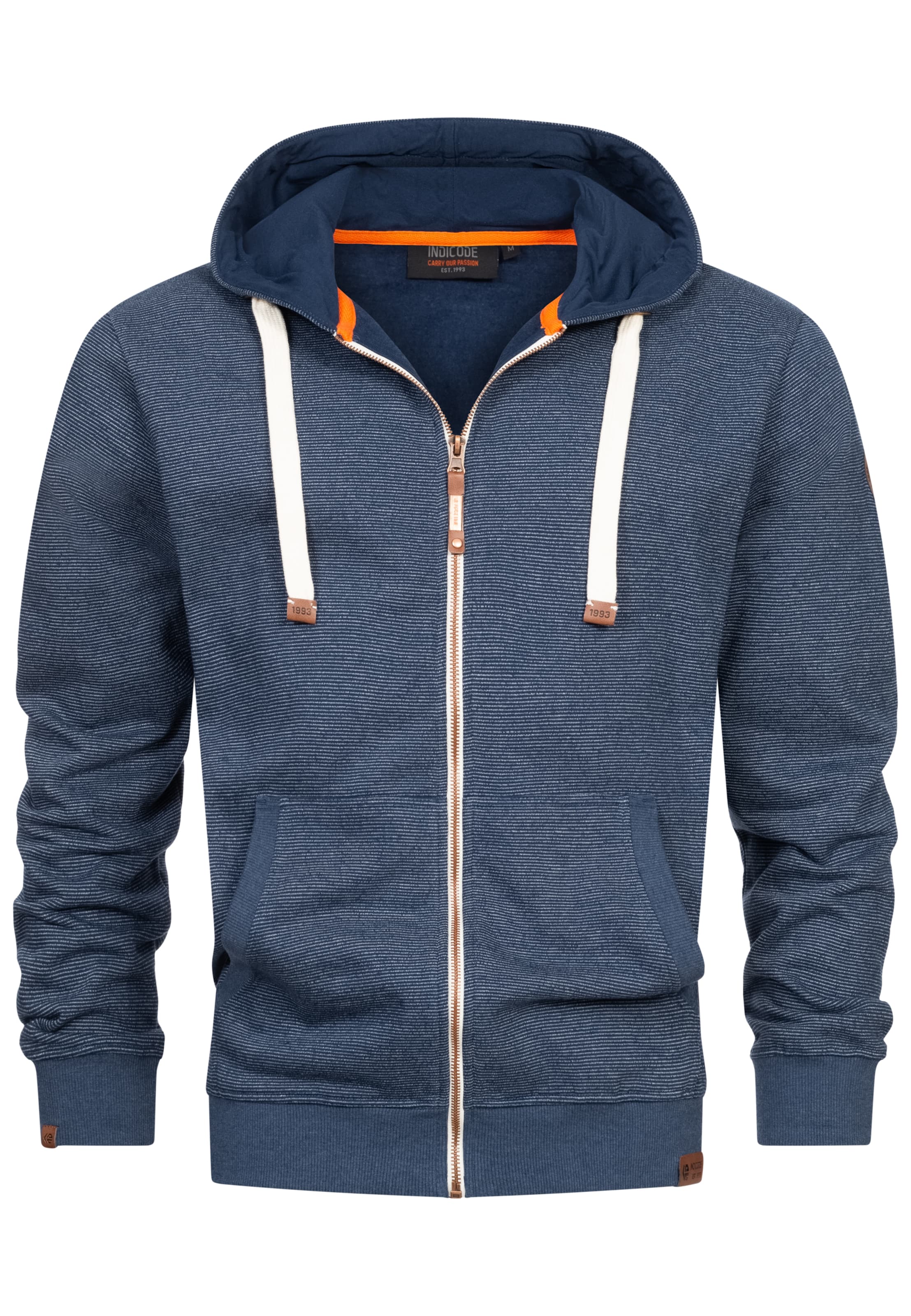 INDICODE JEANS Zip-Up Hoodie ' Baustian ' in Blue: front